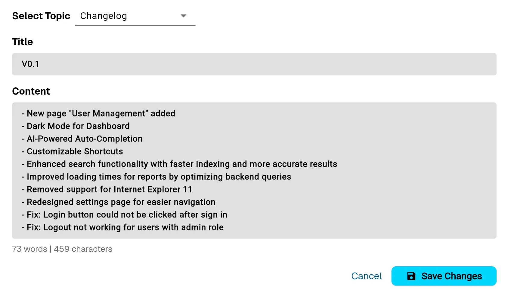 Showing the interface for editing a document inside the app