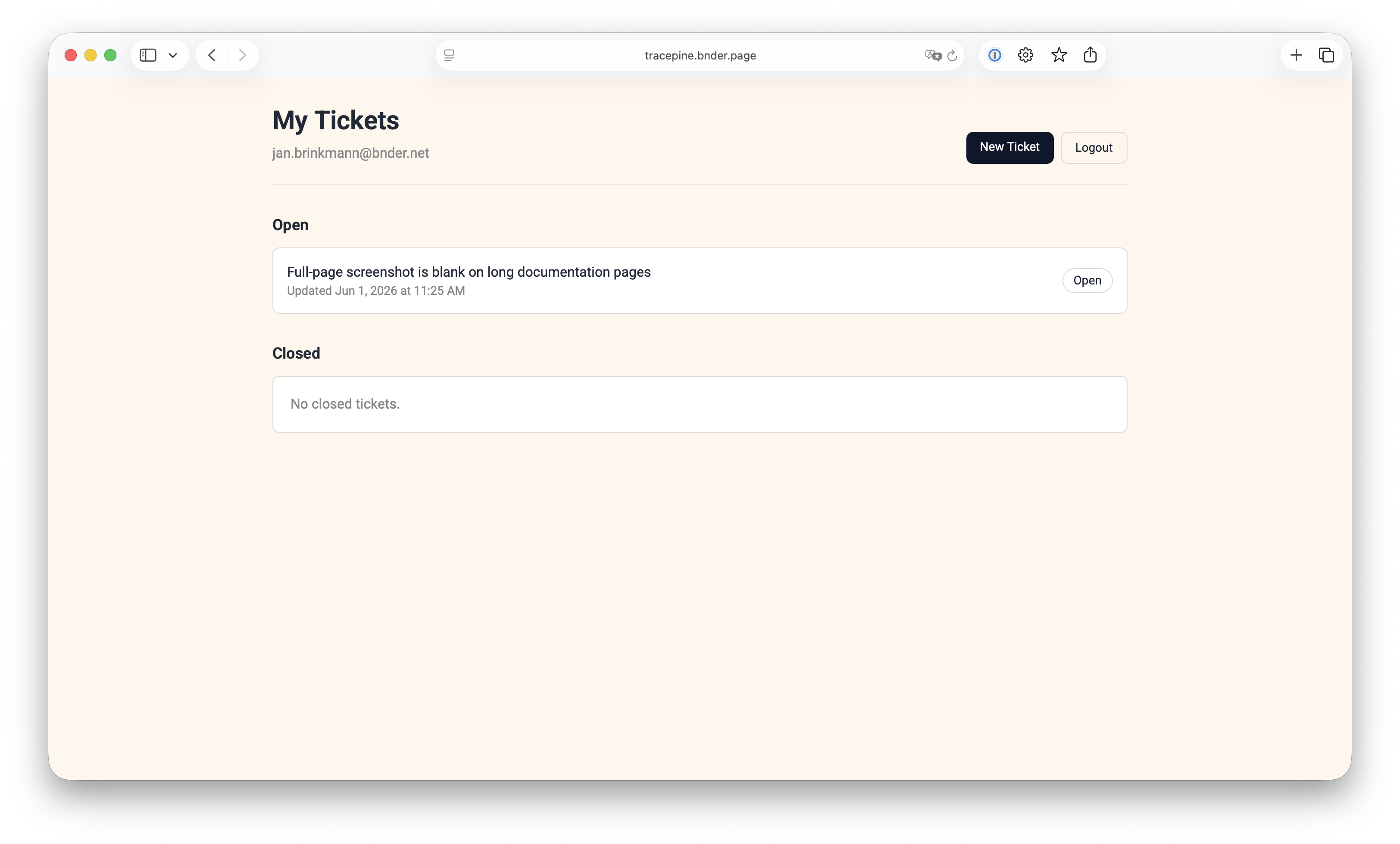 Ticket system on your public Pages
