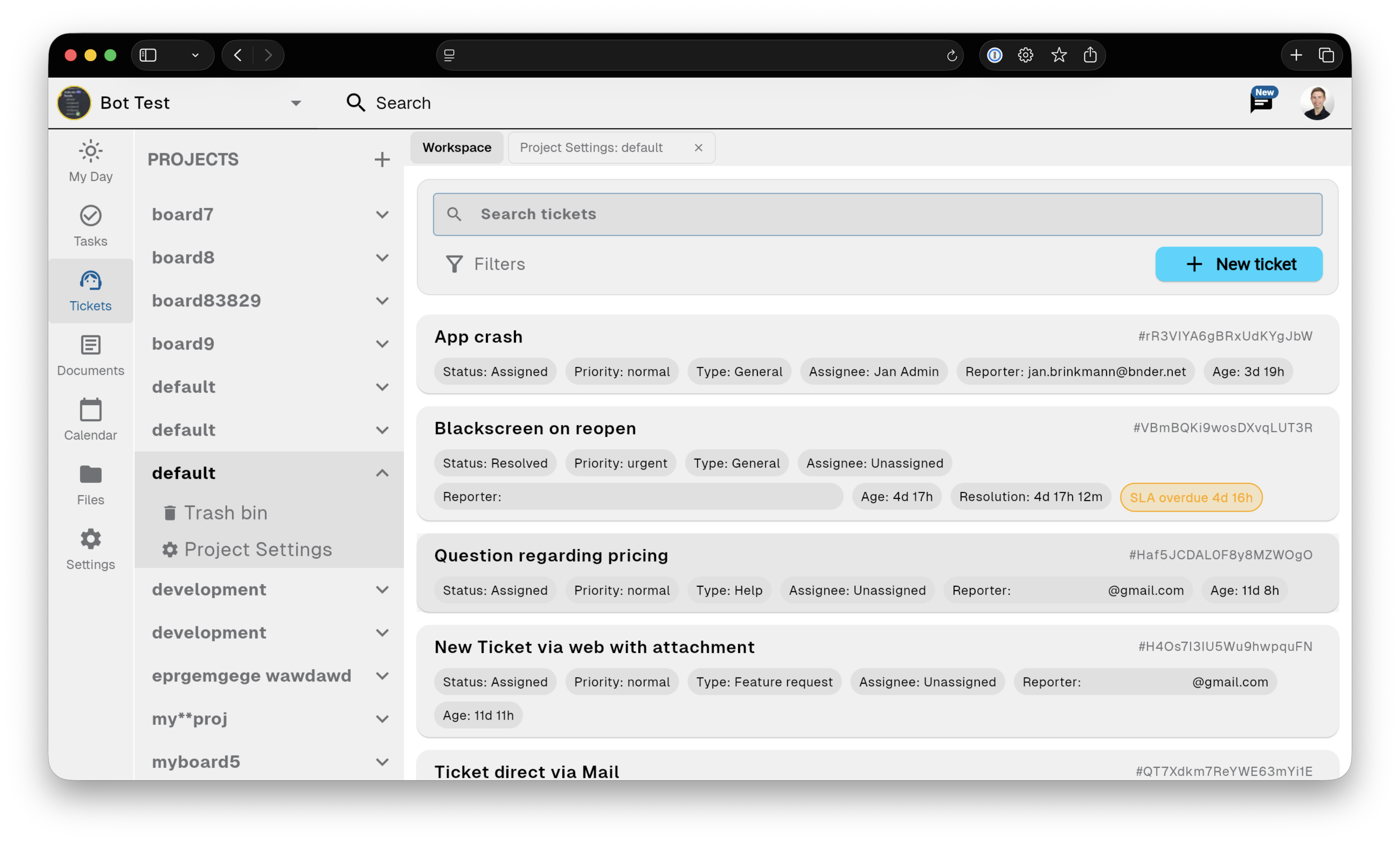 Bnder ticket workflow screenshot